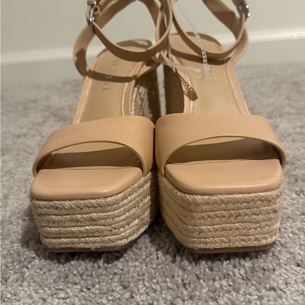 Gianni Bini Tan Wedge Leather Espadrilles with Ankle Straps - Picture 2 of 8